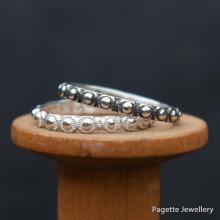 Beaded Silver Stacking Ring D4