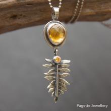 Citrine and Fern Pendant N258