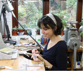 Pagette working in her studio.